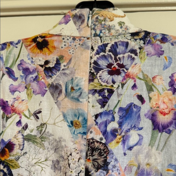 Dream Zimmermann Tama Floral Pansy Print Linen Dress 0/ XS - Picture 7 of 10